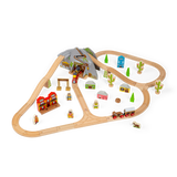 Bigjigs Rail Wild West Train Set 62 Piece Wooden Railway for Kids 3 Years Plus