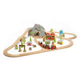 Bigjigs Rail Wild West Train Set 62 Piece Wooden Railway for Kids 3 Years Plus