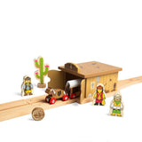 Bigjigs Rail Wild West Saloon Tunnel Wooden Train Set Accessory for Ages 3 Plus