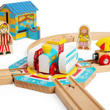 Bigjigs Rail Wooden Tea Cup Turntable Fairground Accessory for Train Sets 3 Years Plus