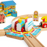 Bigjigs Rail Wooden Tea Cup Turntable Fairground Accessory for Train Sets 3 Years Plus