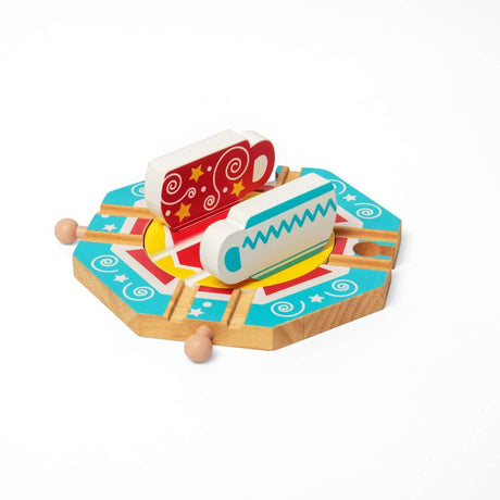 Bigjigs Rail Wooden Tea Cup Turntable Fairground Accessory for Train Sets 3 Years Plus