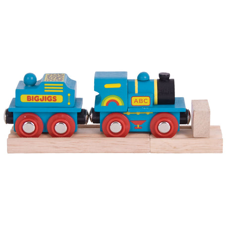 Bigjigs Rail Blue ABC Wooden Toy Train and Carriage 2 Pieces