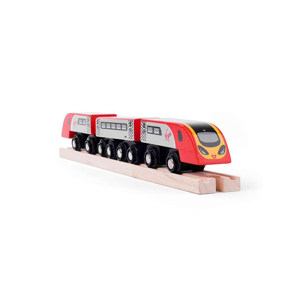 Bigjigs Rail Virgin Trains Pendolino Wooden Toy Train Set with 5 Play Pieces