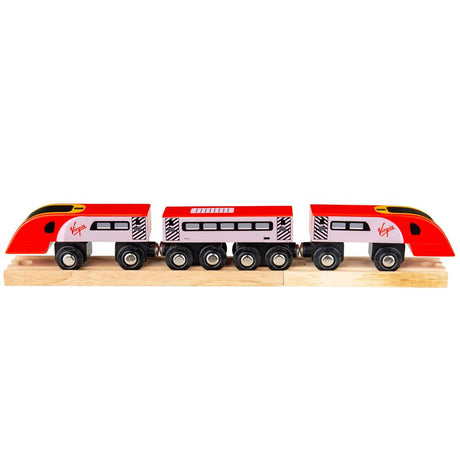 Bigjigs Rail Virgin Trains Pendolino Wooden Toy Train Set with 5 Play Pieces