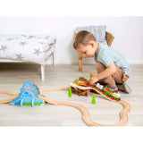 Bigjigs Rail Dinosaur Railway Engine and Carriages Wooden Toy Train Set with Tracks