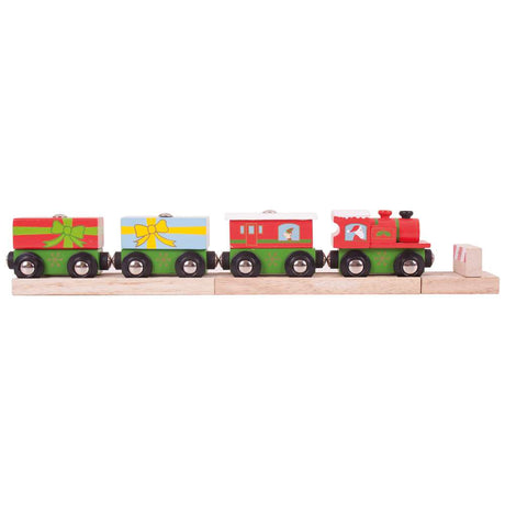 Bigjigs Rail Christmas Wooden Train Set with Engine and 3 Carriages