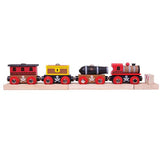 Bigjigs Rail Wooden Pirate Train Toy with Cannon and Treasure Chest 3 Years+