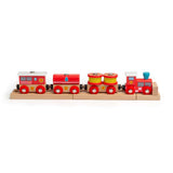 Bigjigs Rail Fire and Rescue Wooden Train Toy with 3 Carriages and Removable Loads