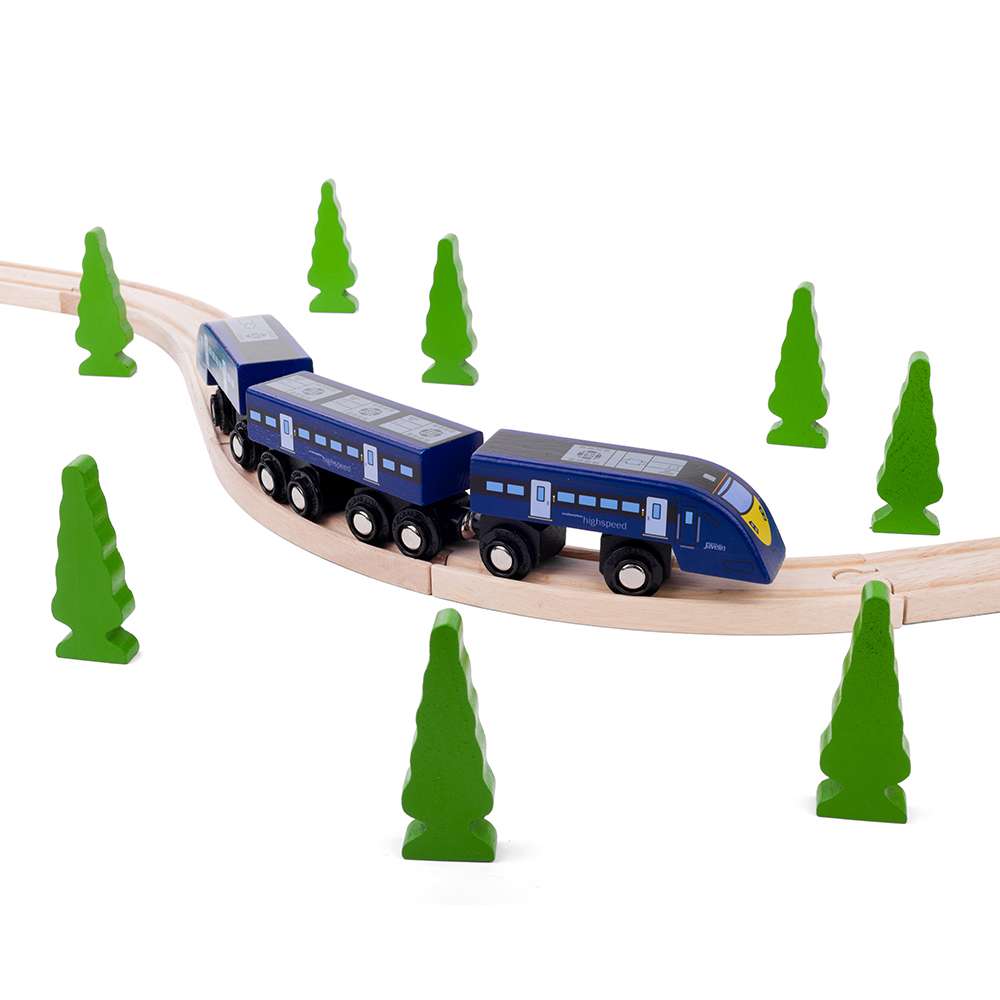 Bigjigs Rail Southeastern High Speed 1 HS1 Wooden Train Toy with Carriage and Track