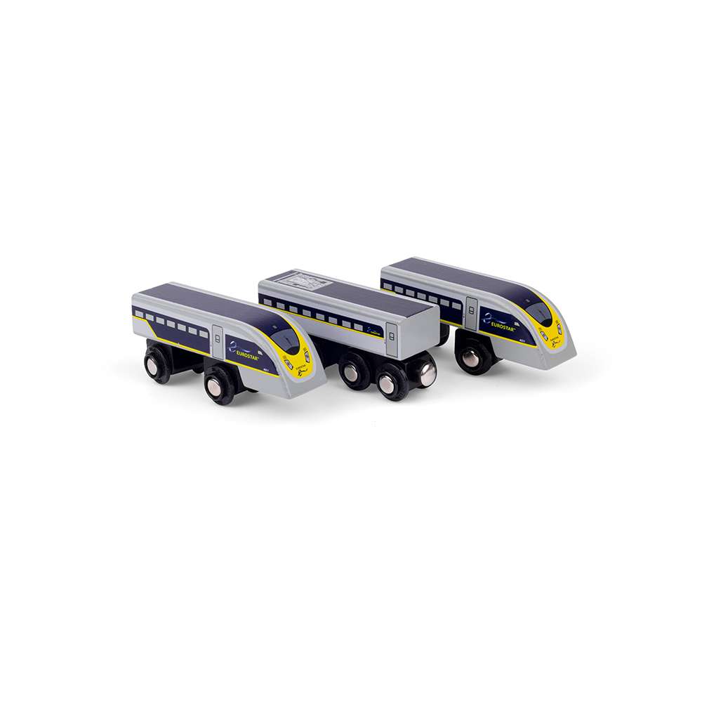 Bigjigs Rail Wooden Eurostar e320 Toy Train Set with Magnetic Couplings and Track