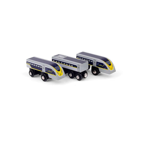 Bigjigs Rail Wooden Eurostar e320 Toy Train Set with Magnetic Couplings and Track