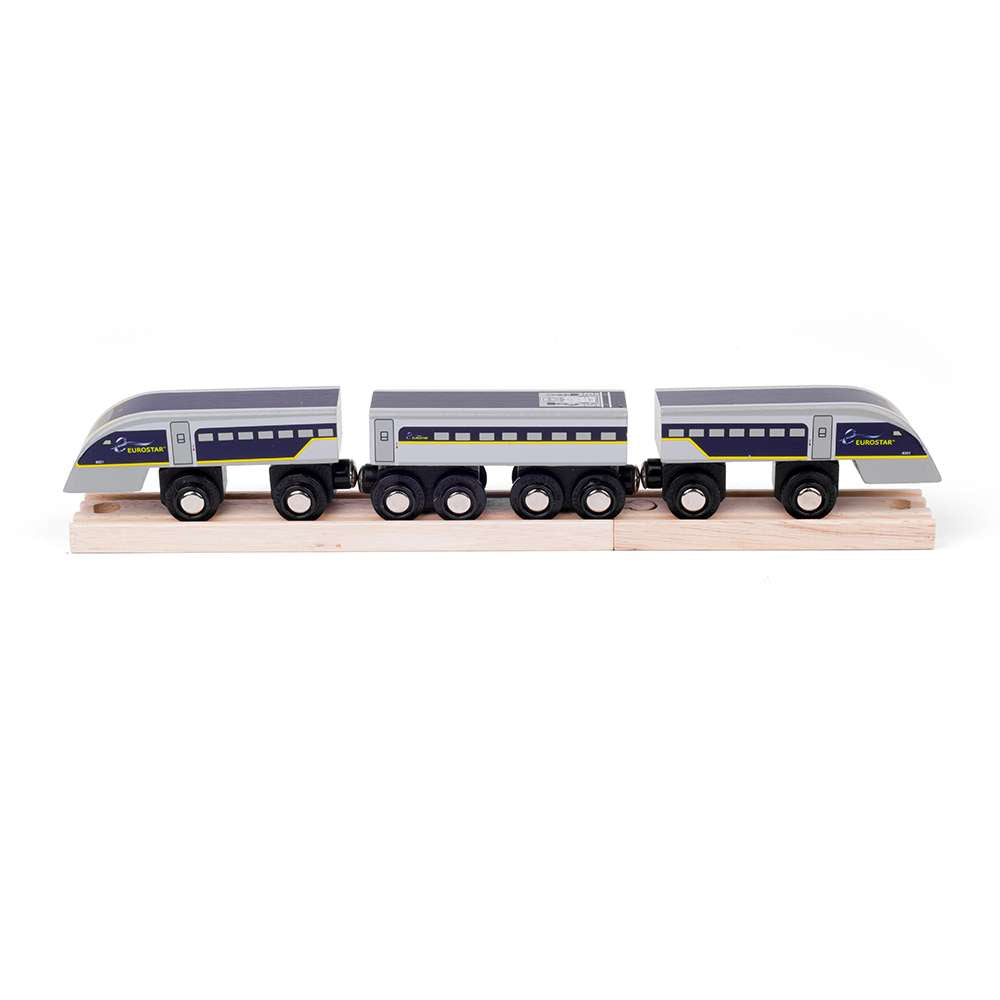 Bigjigs Rail Wooden Eurostar e320 Toy Train Set with Magnetic Couplings and Track