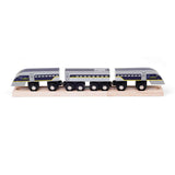 Bigjigs Rail Wooden Eurostar e320 Toy Train Set with Magnetic Couplings and Track