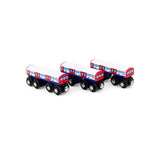 Bigjigs Rail London Underground Wooden Train Toy with Track 3 Piece Carriage Set