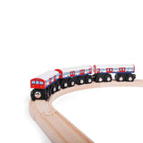 Bigjigs Rail London Underground Wooden Train Toy with Track 3 Piece Carriage Set