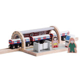 Bigjigs Rail London Underground Wooden Train Toy with Track 3 Piece Carriage Set
