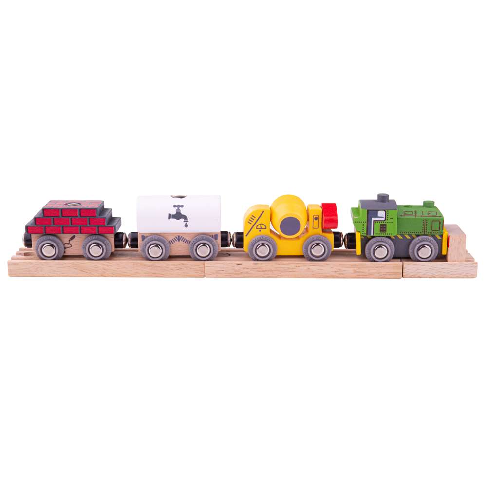 Bigjigs Rail Wooden Construction Toy Train with 3 Carriages and 2 Removable Loads