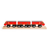 Bigjigs Rail Postal Train Wooden Toy Train with 3 Carriages and 2 Track Pieces