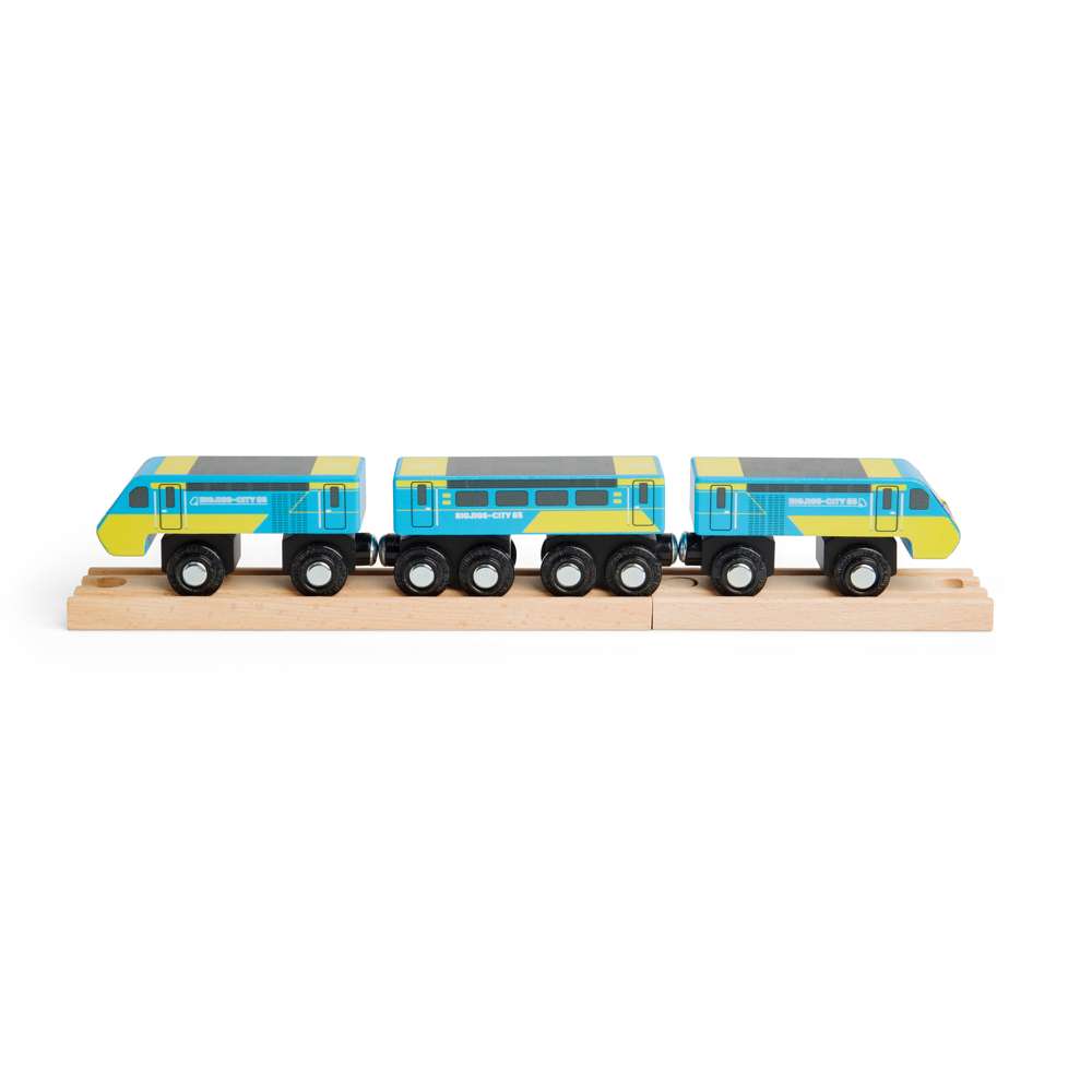 Bigjigs Rail City 85 Wooden Toy Train Intercity 125 with 3 Carriages and Track 3 Years Plus