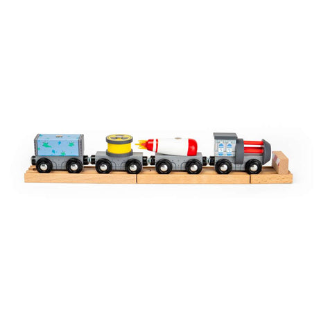 Bigjigs Rail Wooden Space Train Set with 3 Carriages and 9 Pieces for Kids 3 Years Plus