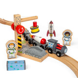 Bigjigs Rail Wooden Space Train Set with 3 Carriages and 9 Pieces for Kids 3 Years Plus