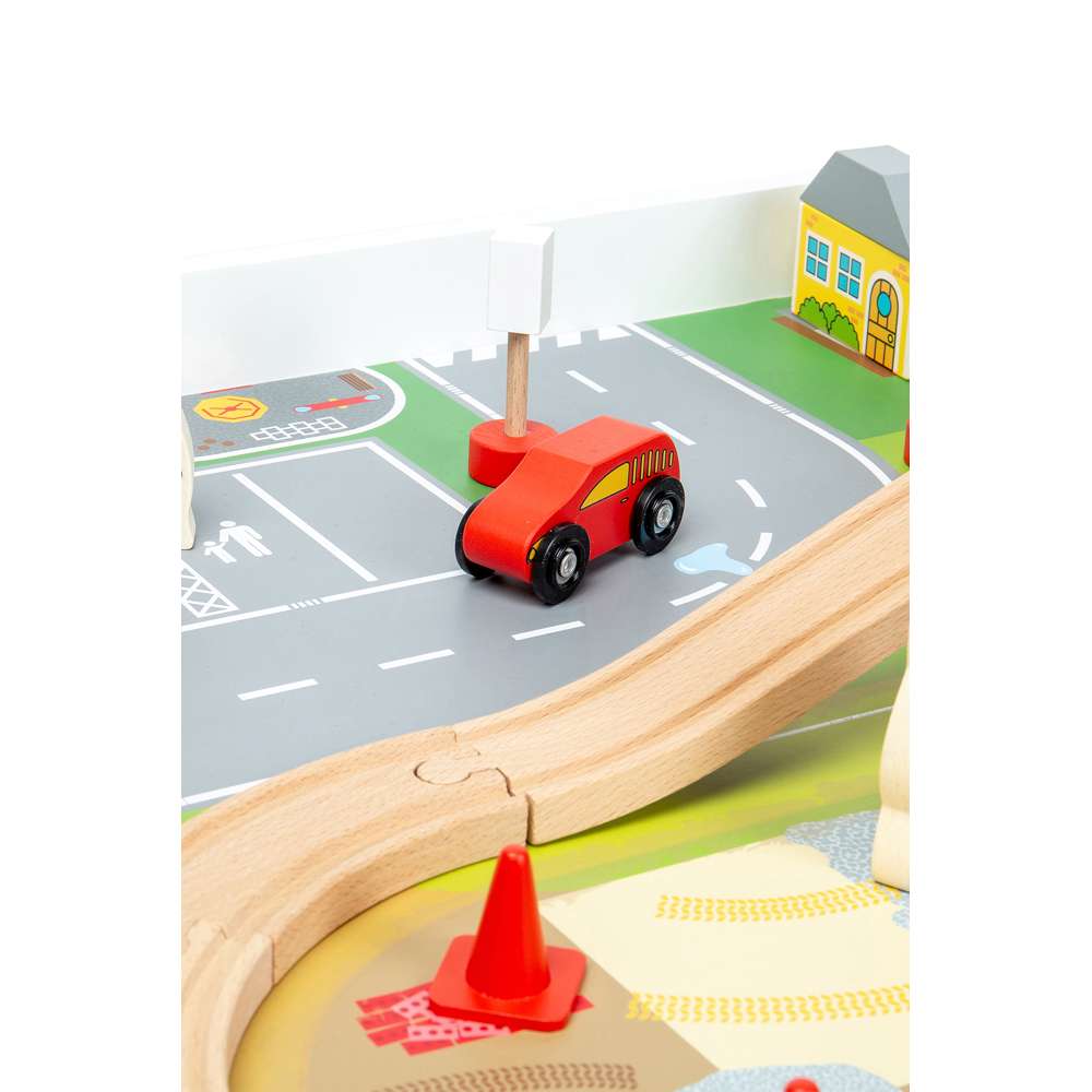 Bigjigs Rail Wooden Train Set and Table with 50 Play Pieces