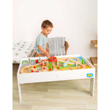 Bigjigs Rail Wooden Train Set and Table with 50 Play Pieces