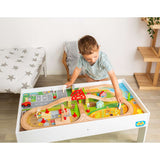 Bigjigs Rail Wooden Train Set and Table with 50 Play Pieces