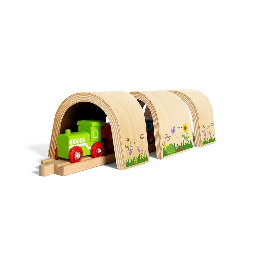 Bigjigs Rail Curved Tunnel Wooden Train Set Accessory 3 Pieces