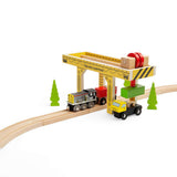 Bigjigs Rail Gantry Crane Wooden Train Set Accessory with Container Lorry
