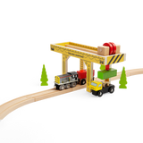 Bigjigs Rail Gantry Crane Wooden Train Set Accessory with Container Lorry