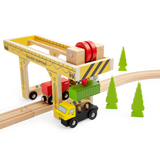 Bigjigs Rail Gantry Crane Wooden Train Set Accessory with Container Lorry