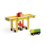 Bigjigs Rail Gantry Crane Wooden Train Set Accessory with Container Lorry