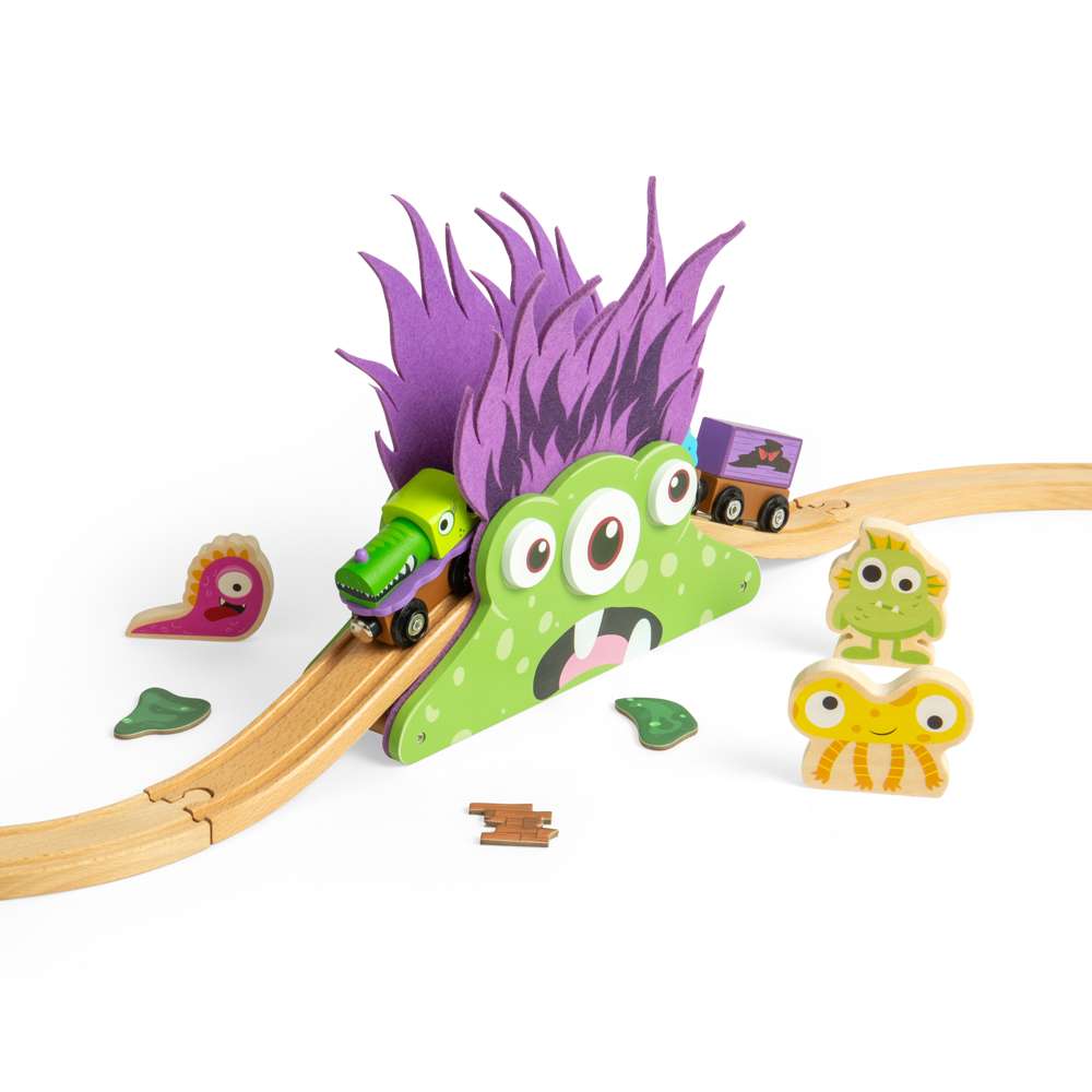 Bigjigs Rail Wooden Monster Bridge Toy Train Track Accessory for Kids 3 Years Plus