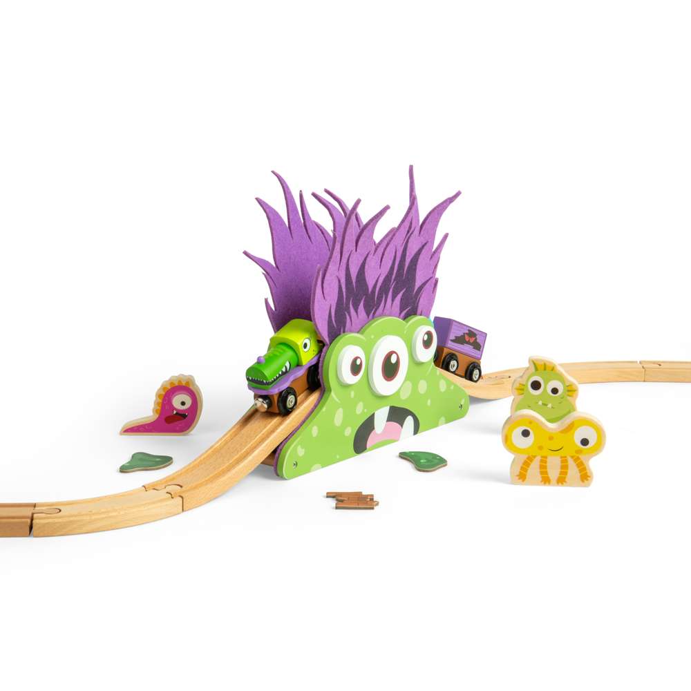 Bigjigs Rail Wooden Monster Bridge Toy Train Track Accessory for Kids 3 Years Plus