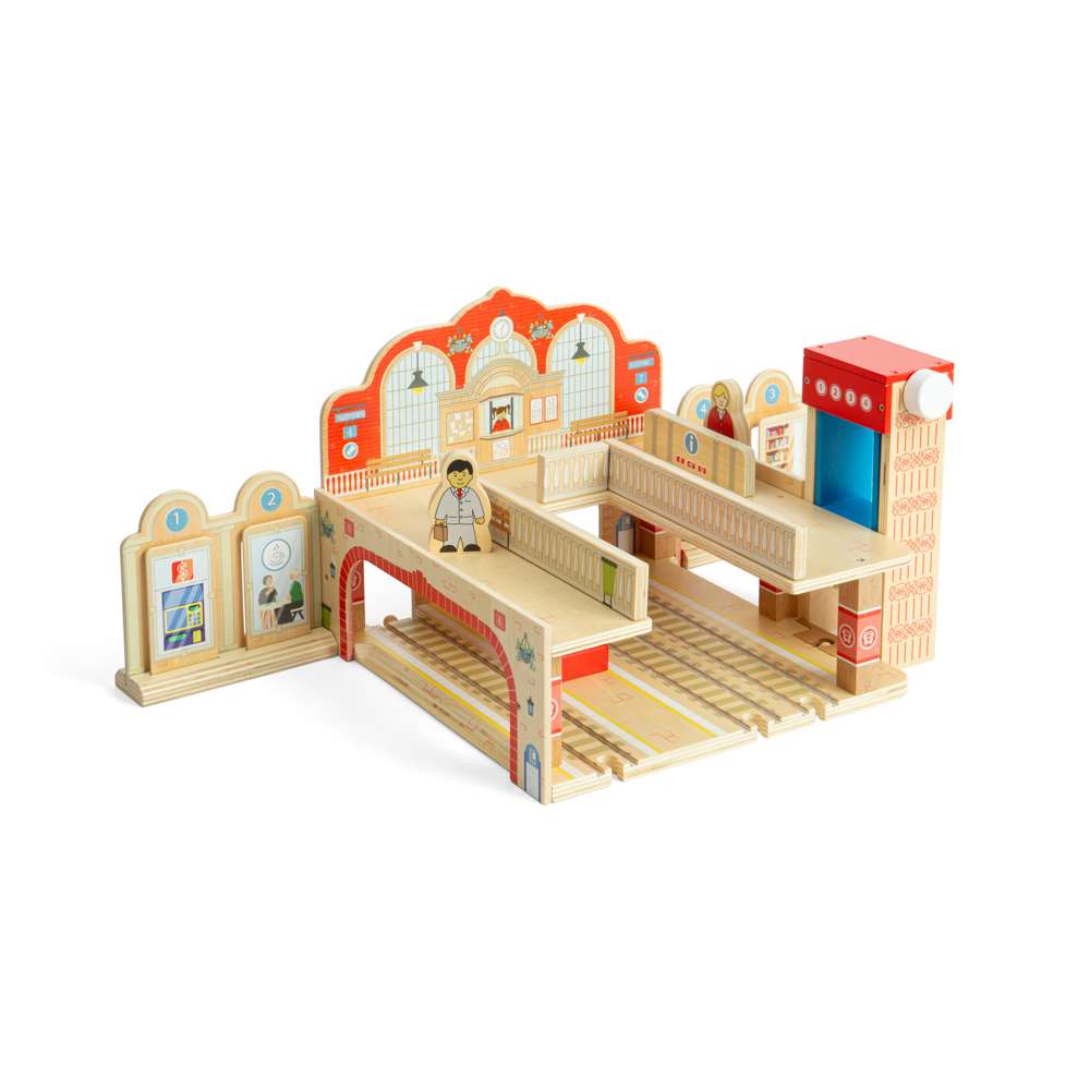 Bigjigs Rail Grand Central Station Wooden Train Set Accessory for Kids 3 Plus Years