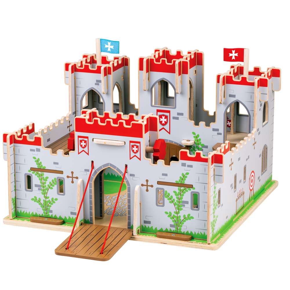 Bigjigs Toys King George's Wooden Castle Kids Playset with Drawbridge and Secret Door