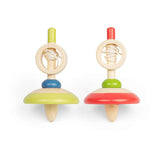 Bigjigs Toys Wooden Pull String Spinning Tops Set of 2 Traditional Pocket Money Toys