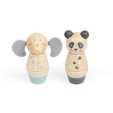 Bigjigs Toys Twist and Match Wooden Animals Panda and Elephant 2 Pack Toy for 18 Months Plus