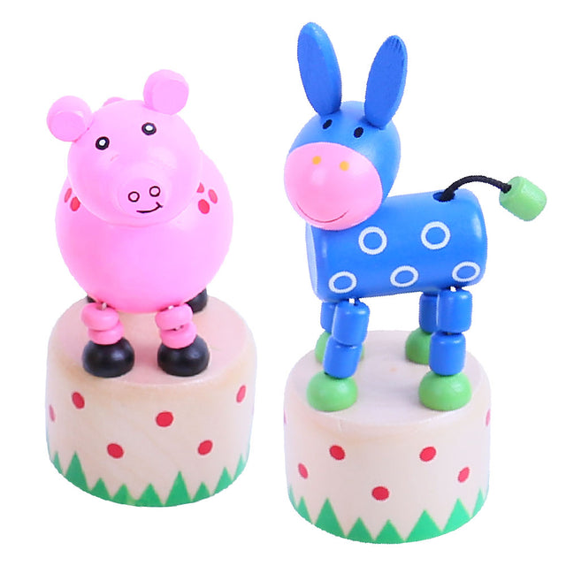 Bigjigs Toys Wooden Dancing Farm Animals Thumb Push Toy