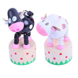 Bigjigs Toys Wooden Dancing Farm Animals Push Up Toy