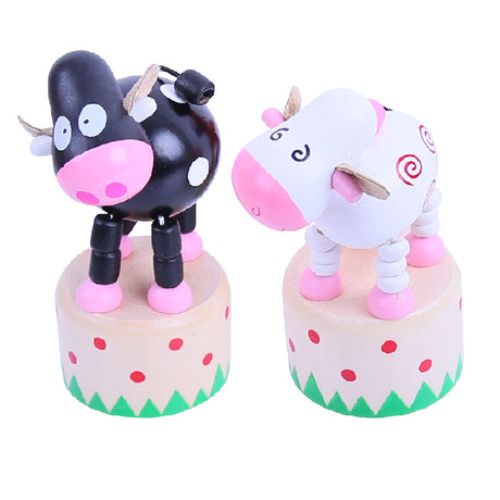 Bigjigs Toys Wooden Dancing Farm Animals Push Up Toy