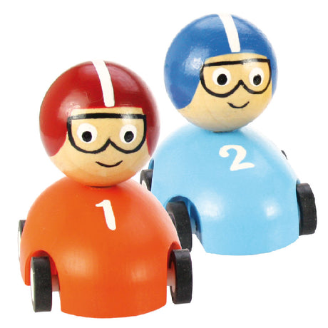 Bigjigs Toys Wooden Pull Back and Go Racing Car Toy for Kids