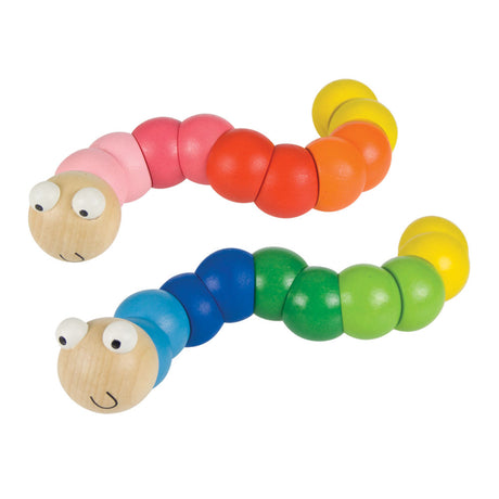 Bigjigs Toys Wooden Wiggly Worm Baby Toy 2 Pack