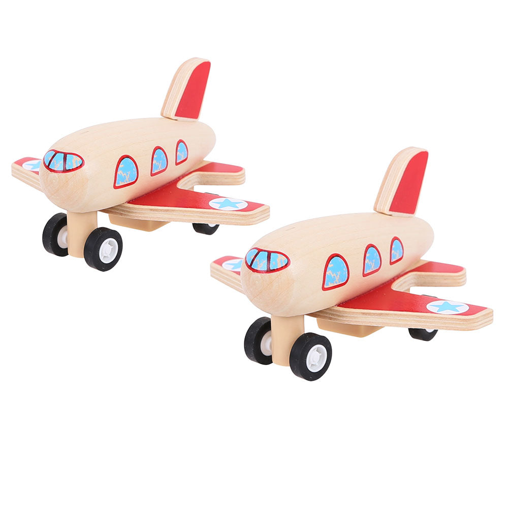 Bigjigs Toys Wooden Pull Back Planes 2 Pack