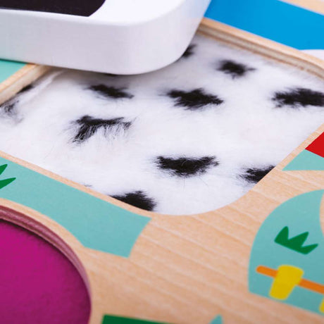 Tidlo Touch and Feel Farm Puzzle Wooden Sensory Shape Sorter Toy for Babies and Toddlers