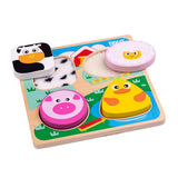 Tidlo Touch and Feel Farm Puzzle Wooden Sensory Shape Sorter Toy for Babies and Toddlers