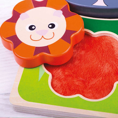 Tidlo Touch and Feel Safari Wooden Sensory Puzzle for Toddlers