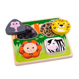 Tidlo Touch and Feel Safari Wooden Sensory Puzzle for Toddlers
